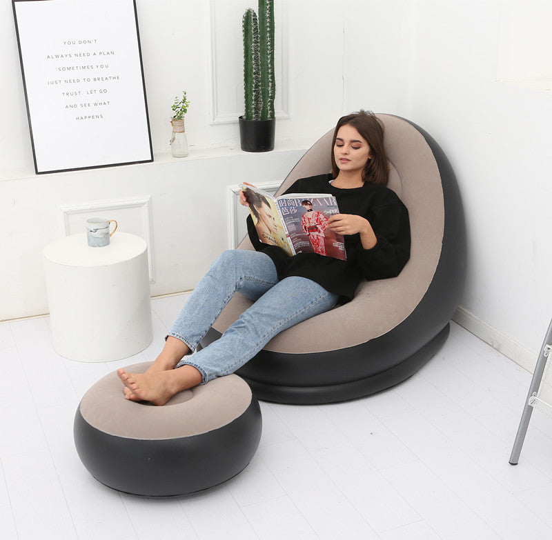 Lazy Inflatable Bean Bag Sofa with Footrest shown in Coffee | Confetti Living