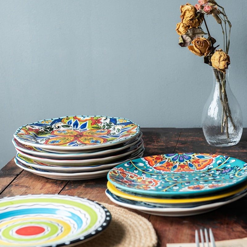 Colourful Glazed Ceramic Steak Plates | Confetti Living