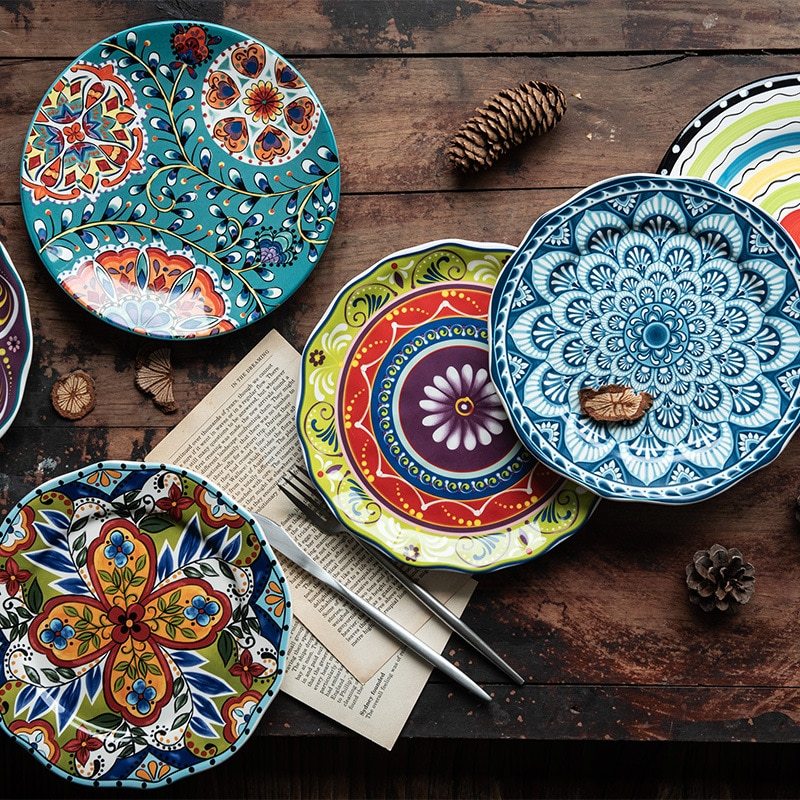 Colourful Glazed Ceramic Steak Plates | Confetti Living