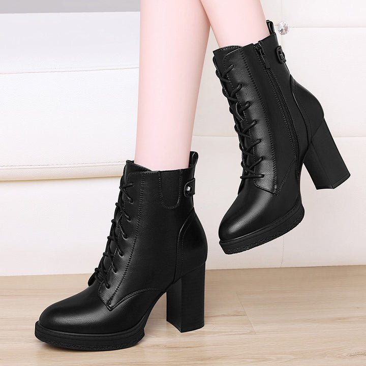 Women's British Style Retro Boots with High Heels | Confetti Living