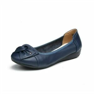 Women's Leather Flat-Heeled Shoes in Blue | Confetti Living