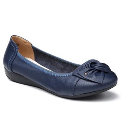 Women's Leather Flat-Heeled Shoes in Blue | Confetti Living