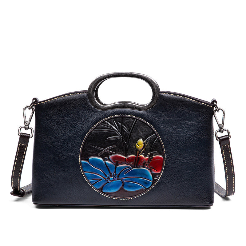 Women's Johnature Genuine Leather Vintage Embossed Handbag | Confetti Living