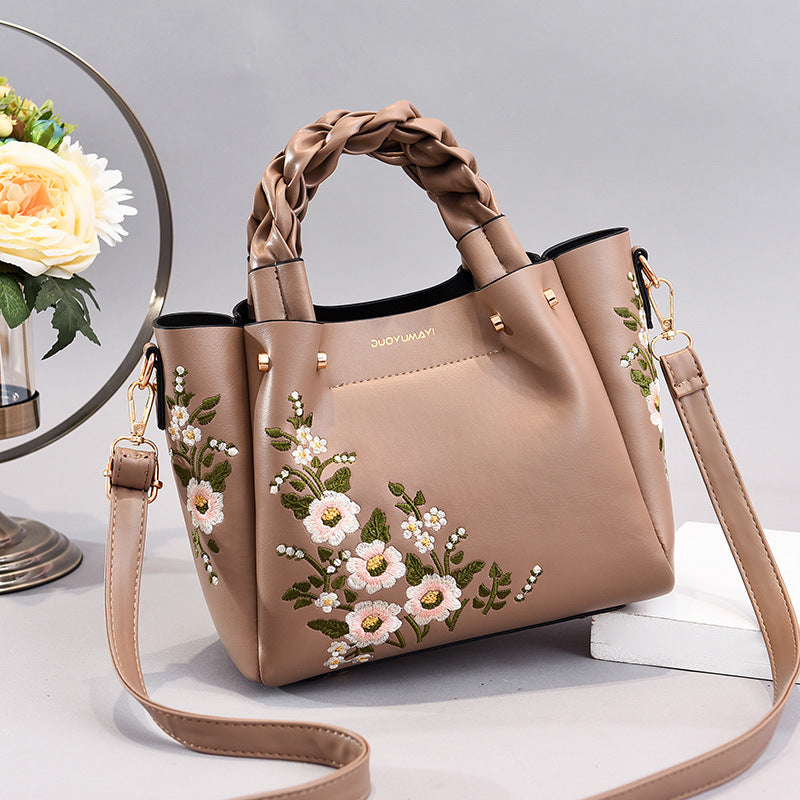 Women's Floral Design Shoulder Bag in Khaki | Confetti Living