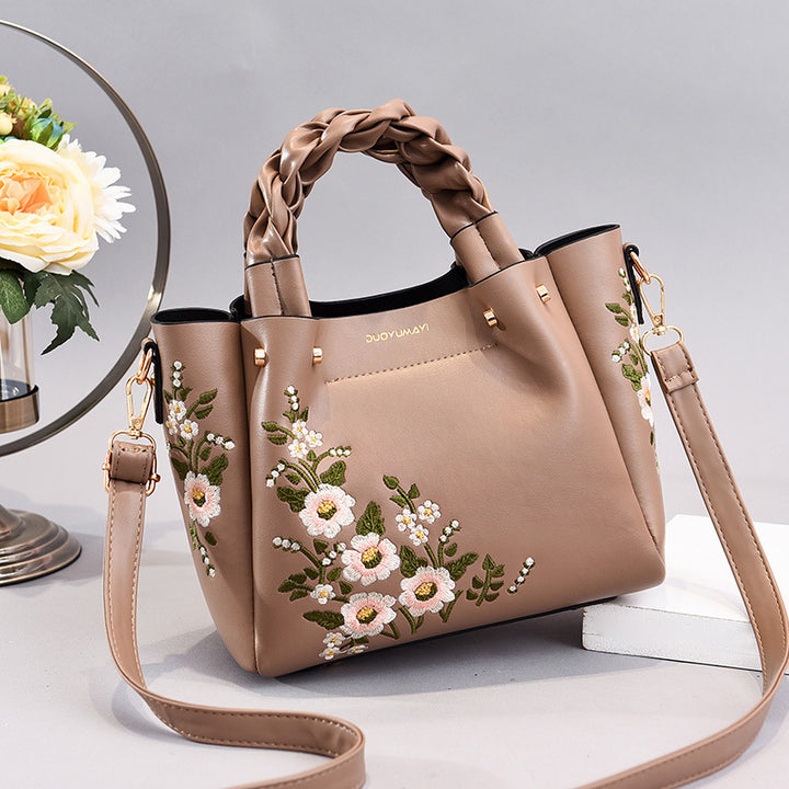 Women's Floral Design Shoulder Bag in Khaki | Confetti Living