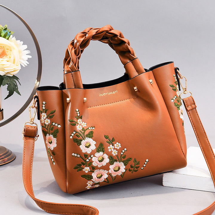 Women's Floral Design Shoulder Bag in Orange | Confetti Living