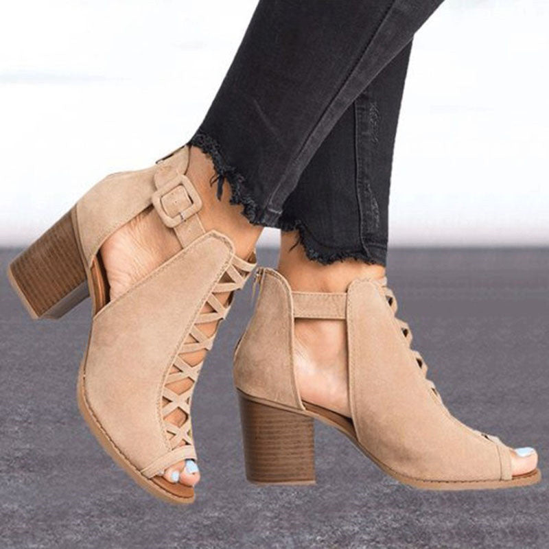 Women's Thick High-Heel Buckle Sandals | Confetti Living