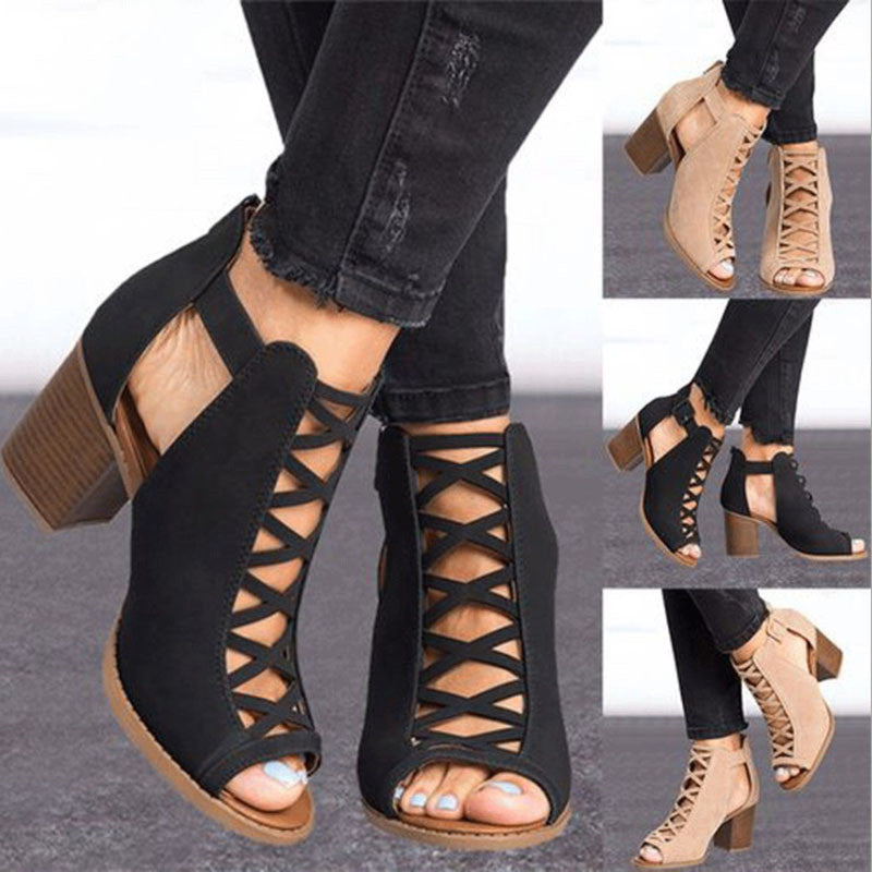 Women's Thick High-Heel Buckle Sandals | Confetti Living