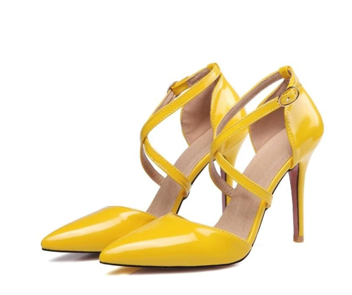 Women's Dorsay Ankle Strap Pumps in Yellow | Confetti Living