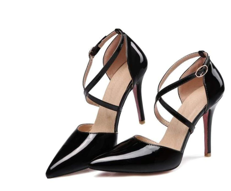 Women's Dorsay Ankle Strap Pumps in Black | Confetti Living