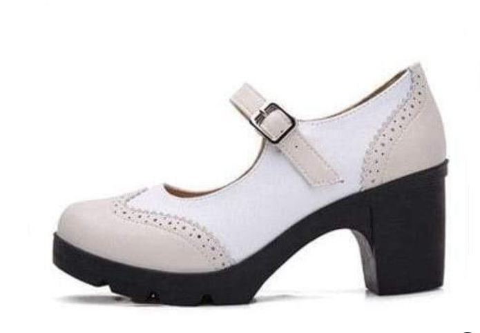 Womens Genuine Leather Mary Jane Pumps in White | Confetti Living