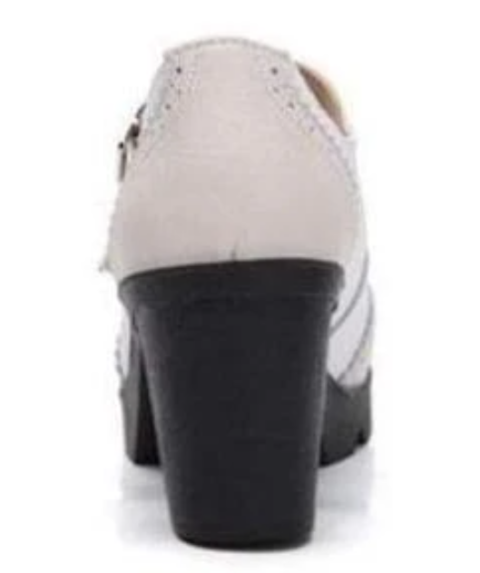 Womens Genuine Leather Mary Jane Pumps showing heel details | Confetti Living