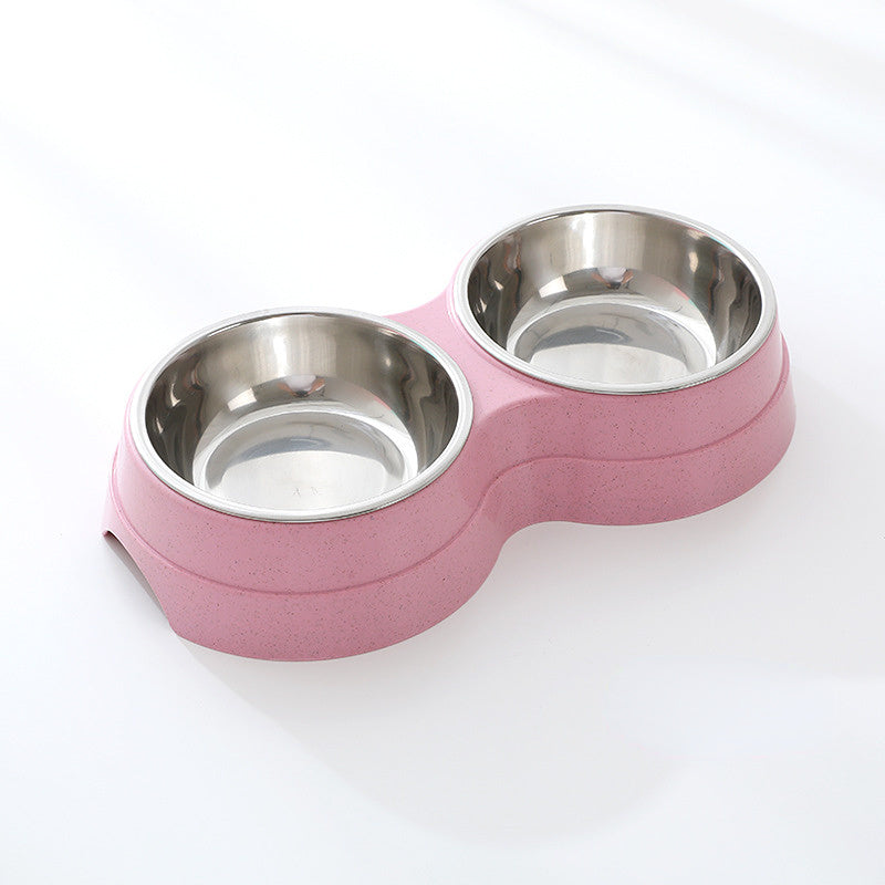 Double Pet Bowls Food and Water Feeder Stainless Steel