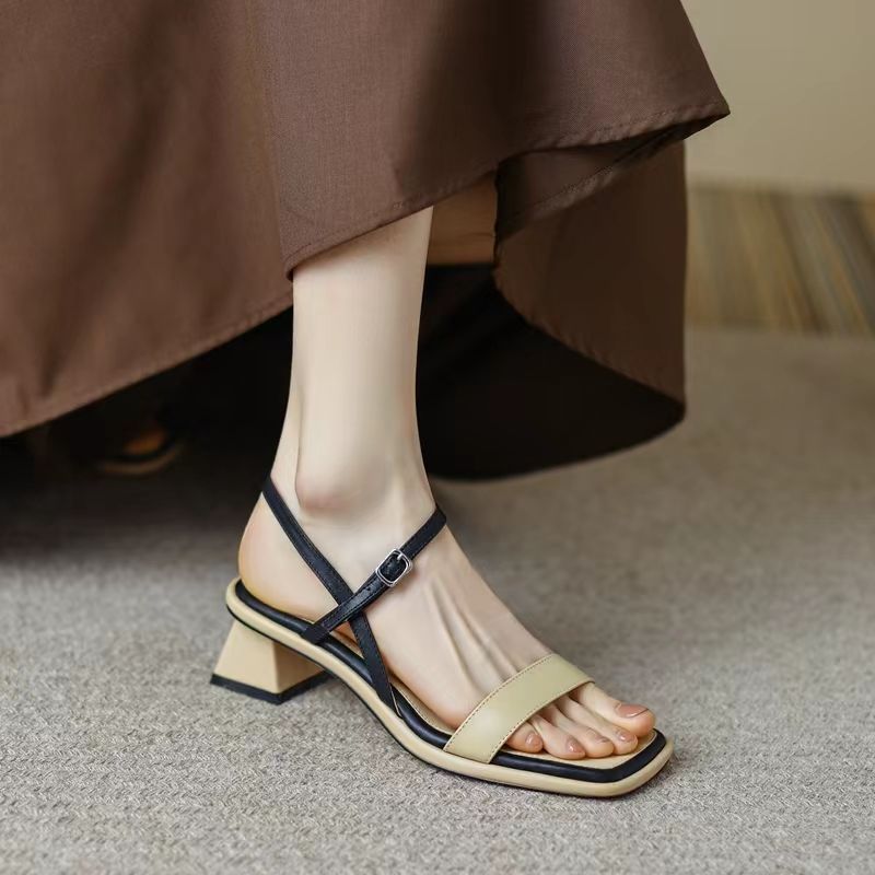 Women's Chunky Heel Leather Sandals