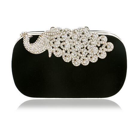 Women's Evening Dress Clutch Bag in Black with Coloured Peacock Clasp | Confetti Living