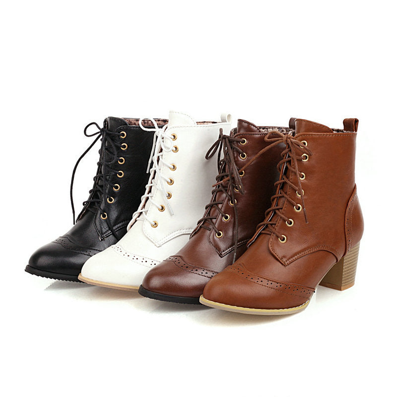 Women's Chunky Heel Lace-up Martin Style Boots | Confetti Living