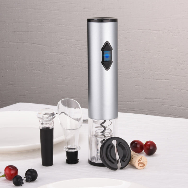 Home Bar Electric Bottle Opener with Accessories showing Silver Set | Confetti Living