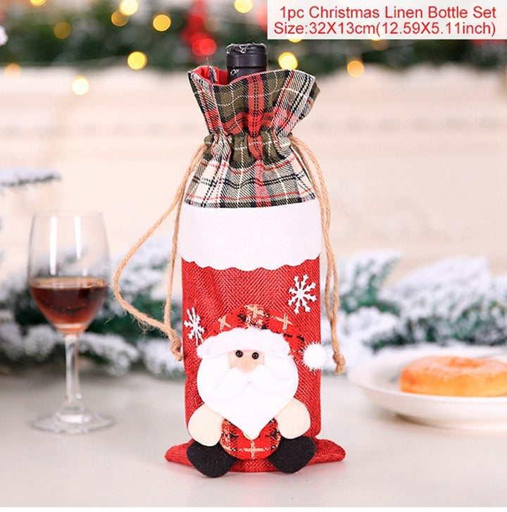 Christmas Wine Bottle Covers Showing Red with Santa | Confetti Living