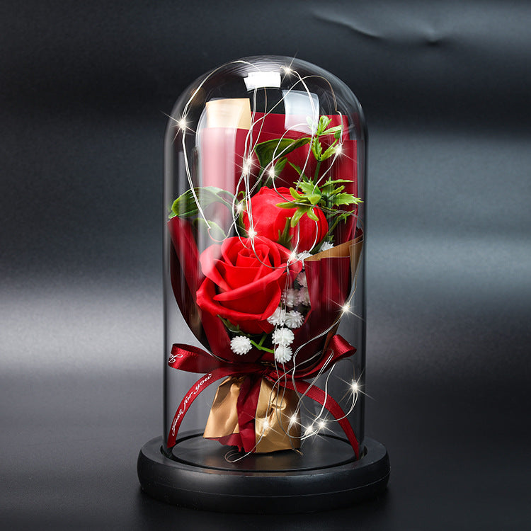 Rose Lamp with Glass Dome