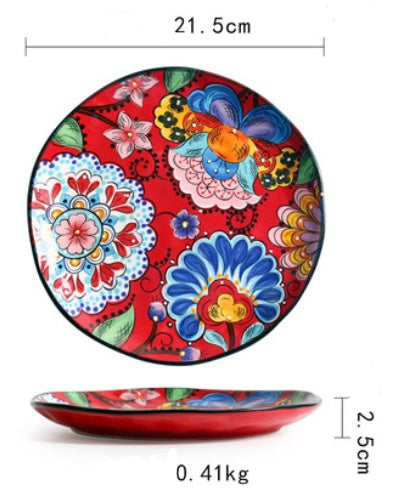 Bohemiam Glazed Ceramic Serving Plates