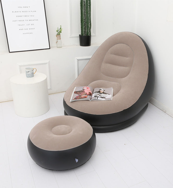 Lazy Inflatable Bean Bag Sofa with Footrest shown in Coffee | Confetti Living