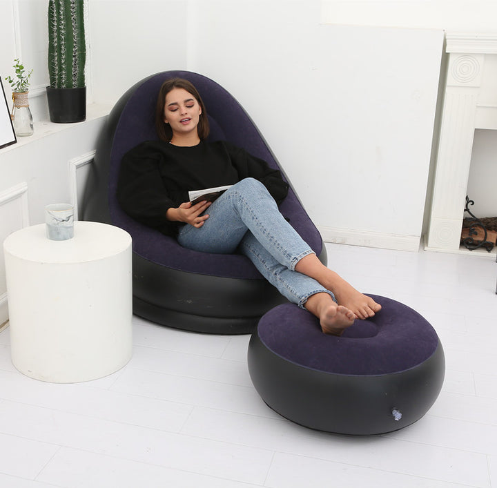 Lazy Inflatable Bean Bag Sofa with Footrest shown in Blue | Confetti Living