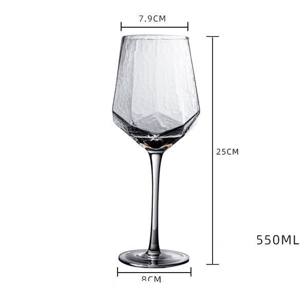 Diamond Crystal Wine and Champagne Glasses showing Red Wine Glass with dimensions | Confetti Living