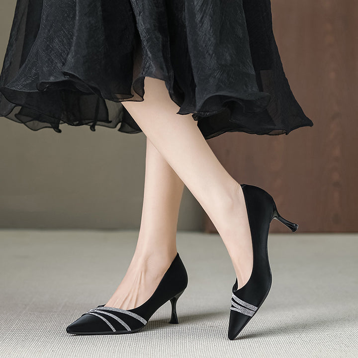 Women's Pointed Stiletto Heel Fashion Shoes in Black | Confetti Living