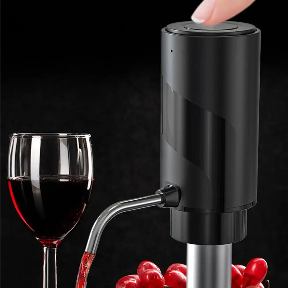 Home Bar Electric Wine Aerator And Decanter Pump showing touch start | Confetti Living