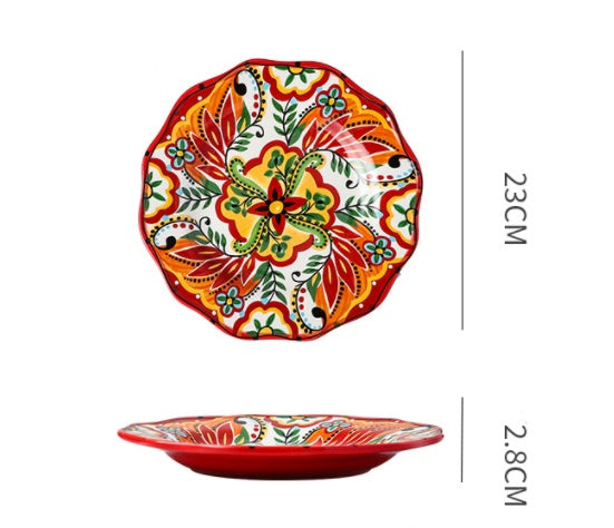 Bohemiam Glazed Ceramic Serving Plates