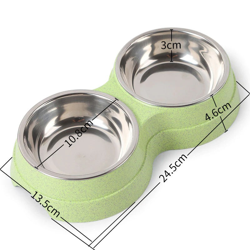 Double Pet Bowls for Food and Water showing dimensions | Confetti Living