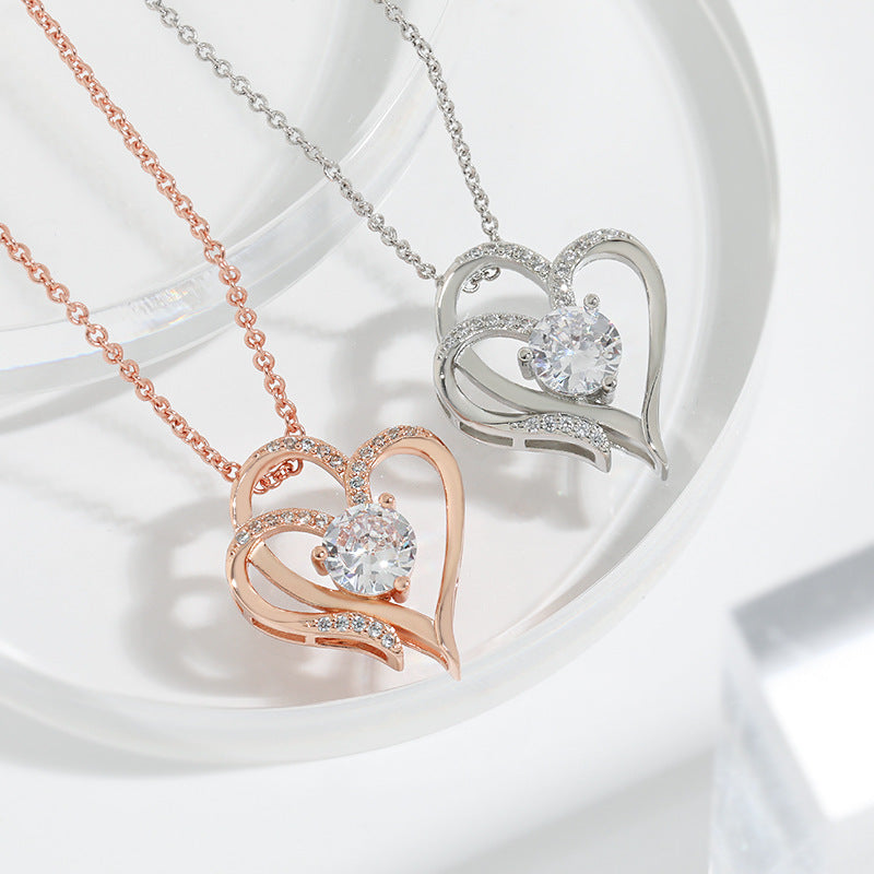 Zircon Double Love Necklace With Rhinestones | Confetti Living