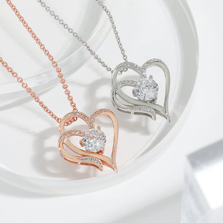 Zircon Double Love Necklace With Rhinestones | Confetti Living