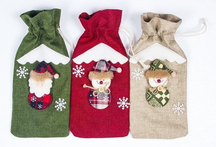 Christmas Wine Bottle Covers Showing Wine Bags Set of 3 | Confetti Living