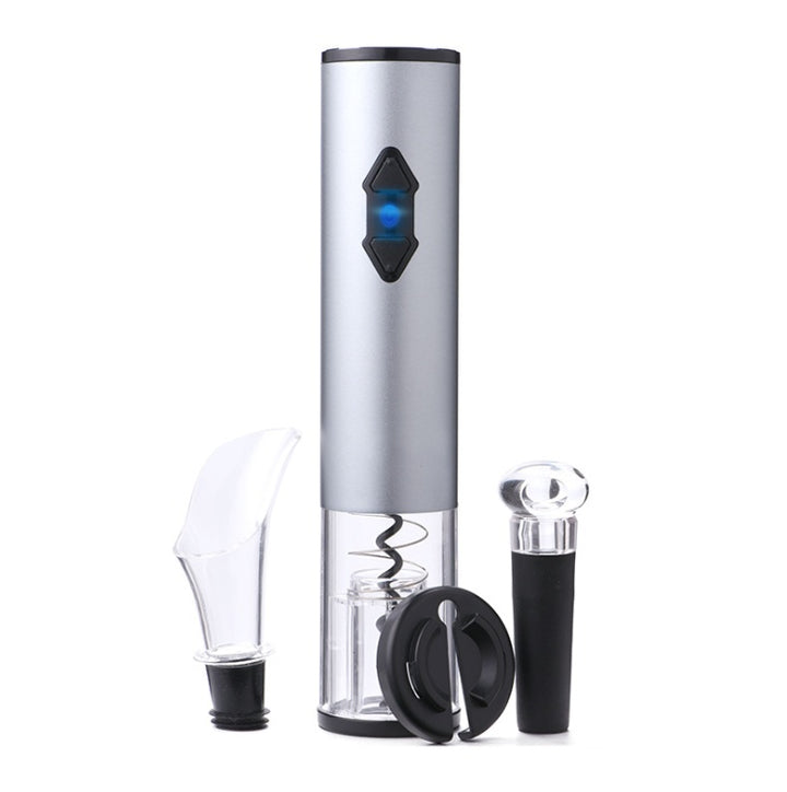 Home Bar Electric Bottle Opener with Accessories showing Silver Set | Confetti Living