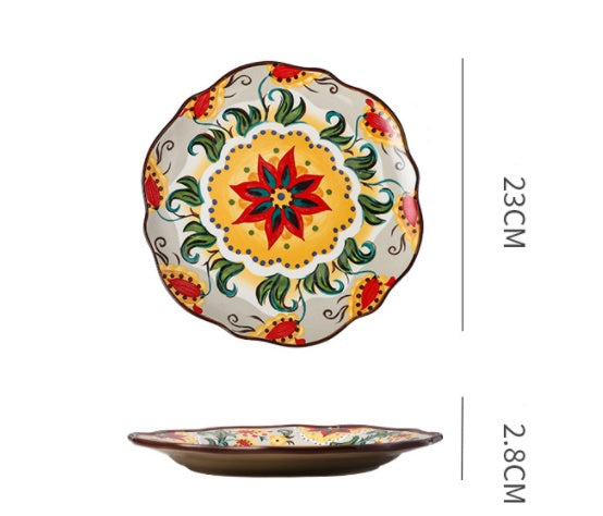 Bohemiam Glazed Ceramic Serving Plates