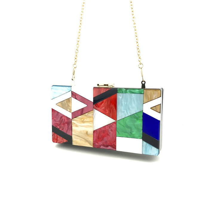 Women's Multicolored Contrast Acrylic Clutch Bag | Confetti Living