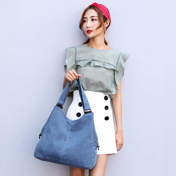 Women's Luxury Canvas Tote Bag in Blue | Confetti Living