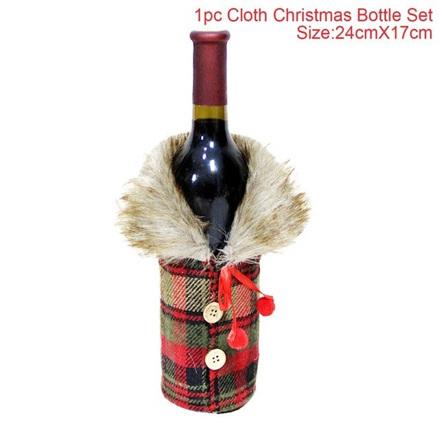 Christmas Wine Bottle Covers Showing Wine Bag Plaid Coat | Confetti Living