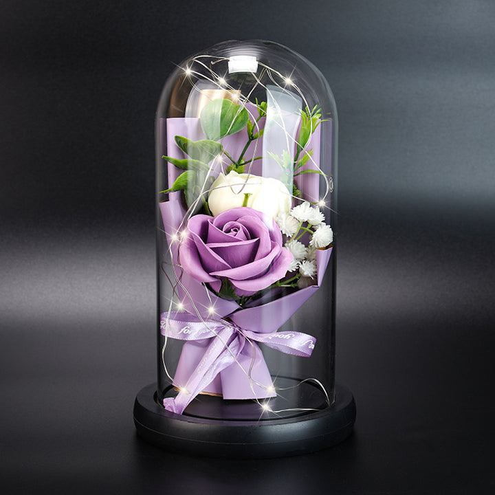 Rose Lamp with Glass Dome