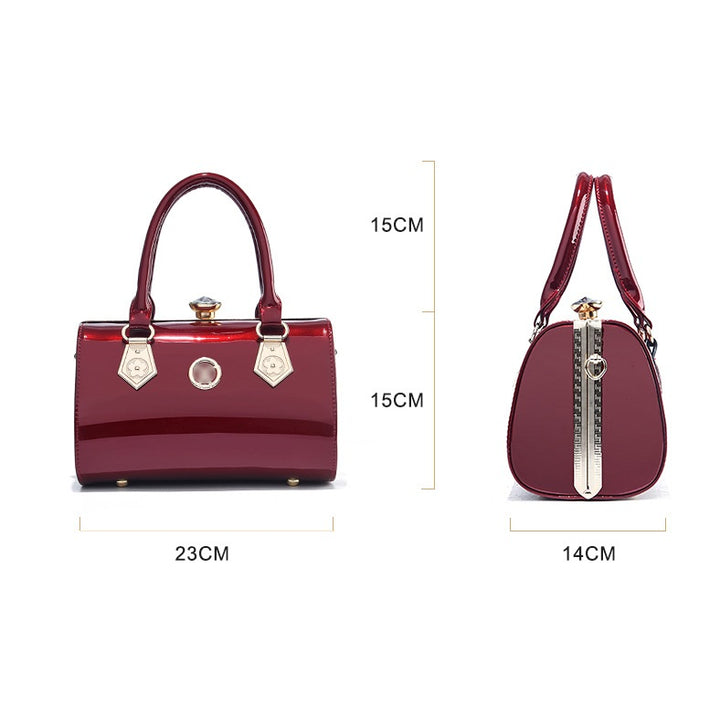 Women's Bright Leather Luxury Handbag in size information | Confetti Living