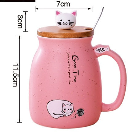 Ceramic Cartoon Cat Mug With Lid and Spoon Dimensions | Confetti Living