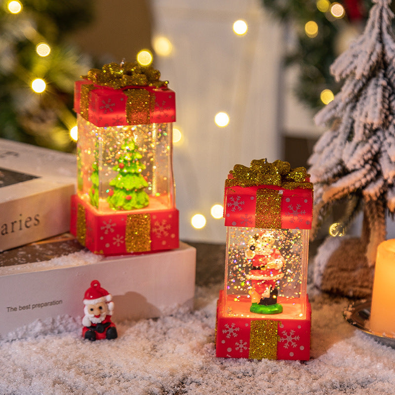 Christmas Decorations Crystal Gift Box Lights showing Christmas Tree and Santa | Confetti Living