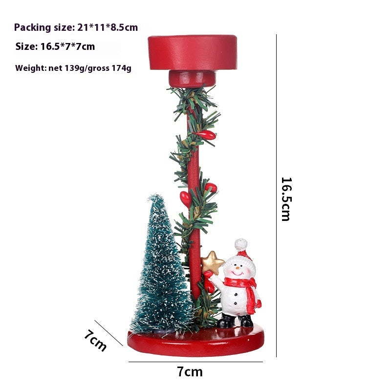 Decorative stand with Christmas elements including a small tree and snowman, with measurements and weight information.