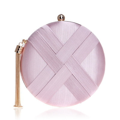 Women's Tassel Clutch Bag in Round Pink | Confetti Living