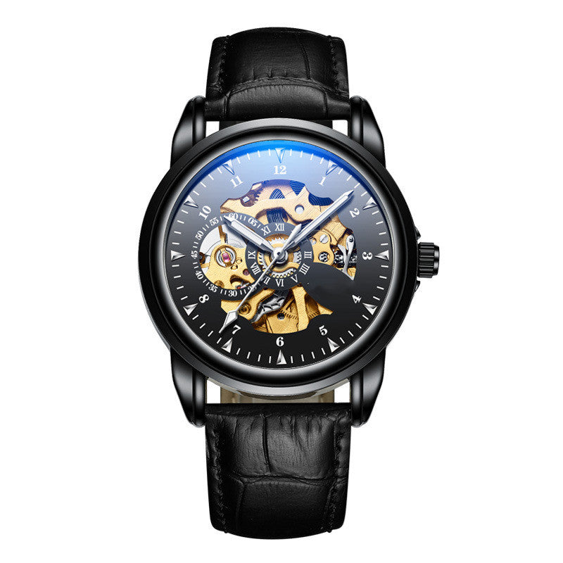 Men's Leather Waterproof Mechanical Watch
