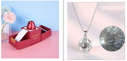 Metal Rose Jewellery Gift Box with Necklace