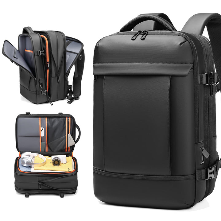 Large Capacity Waterproof Backpack showing outer and inner details | Confetti Living