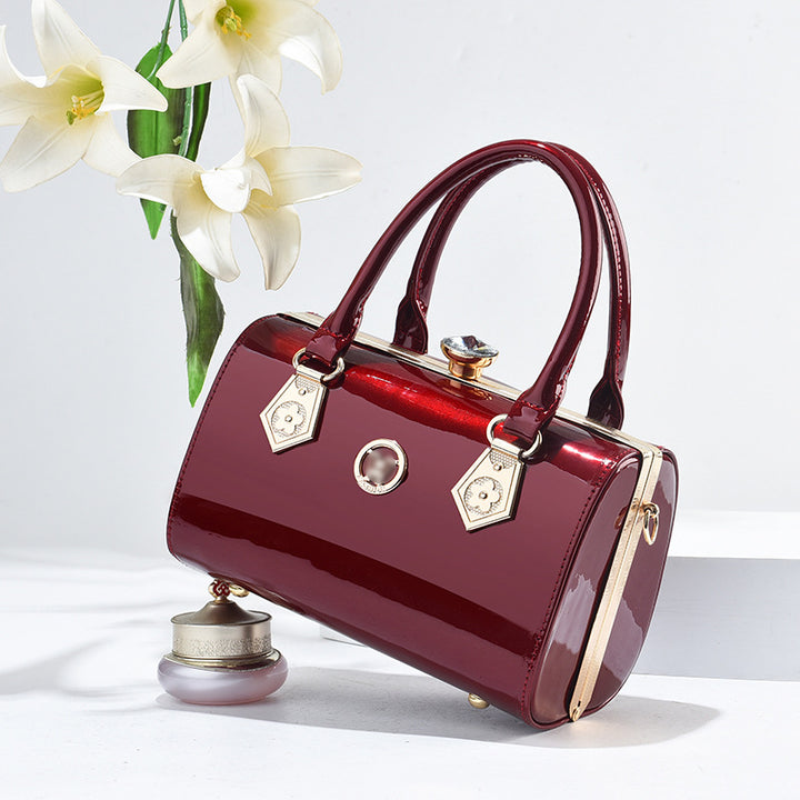 Women's Bright Leather Luxury Handbag in Burgundy | Confetti Living