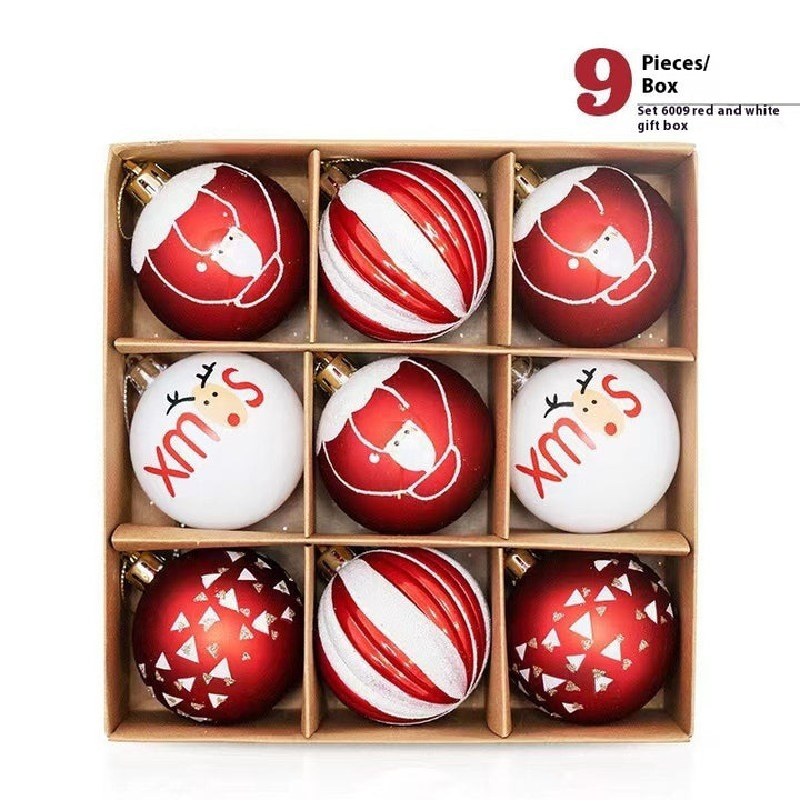 Boxed set of Christmas Hanging Baubles in Red and White modern designs
